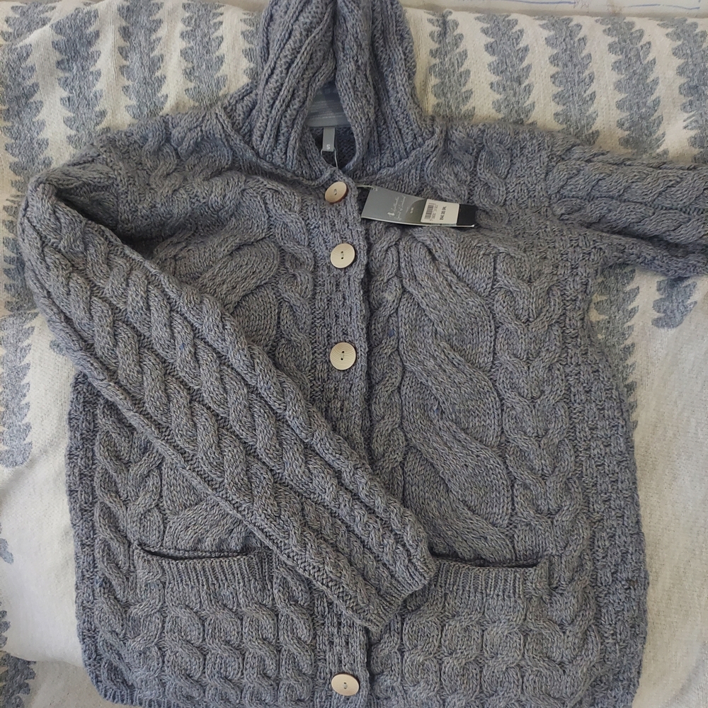 Cozy Cable Knit Hooded Cardigan Sweater - Gray